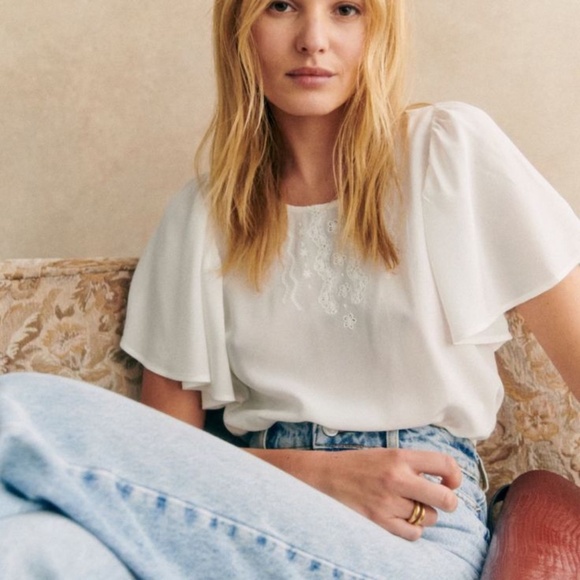 Sezane Juna Blouse Ecru - Size 14 - Picture 2 of 2